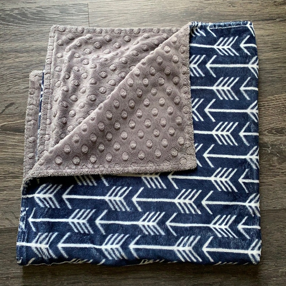 Reversible Blue Arrow / Grey Baby Blanket